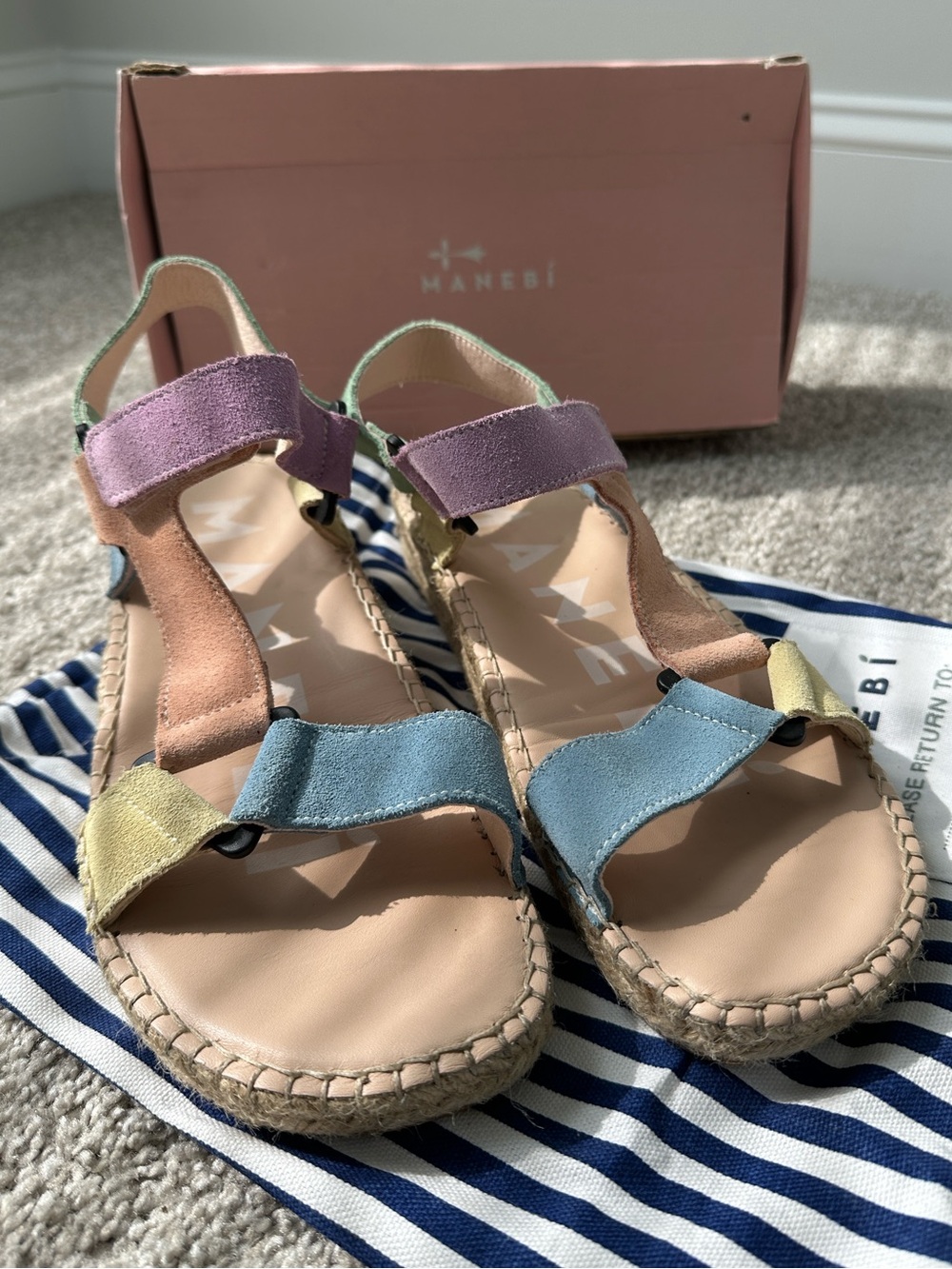 Manebí suede color block sandals. Size 40